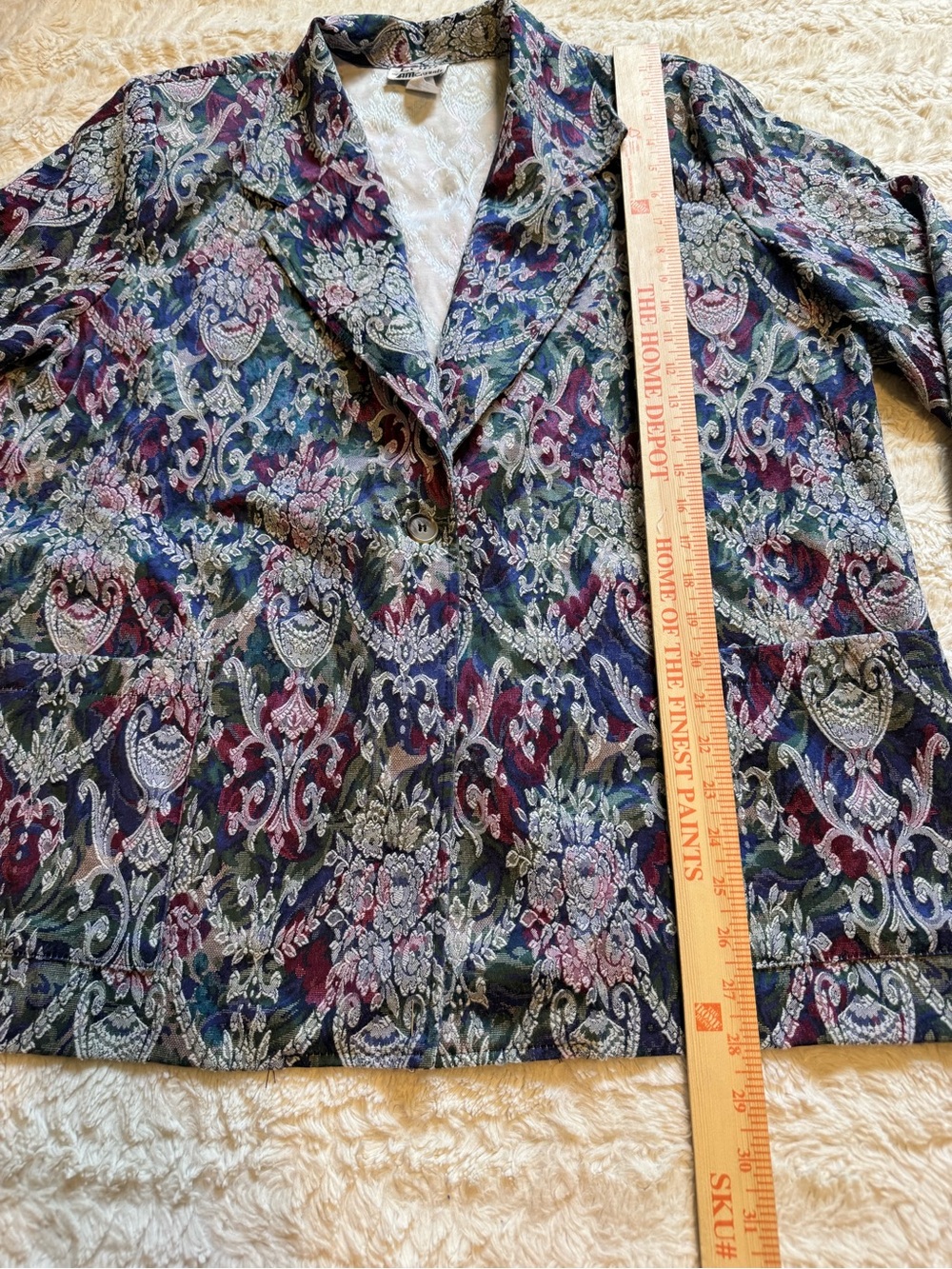 VTG 80s 90s Tapestry Brocade Blazer Plus Size 18 Jewel Tone USA Made retro - Picture 3 of 6